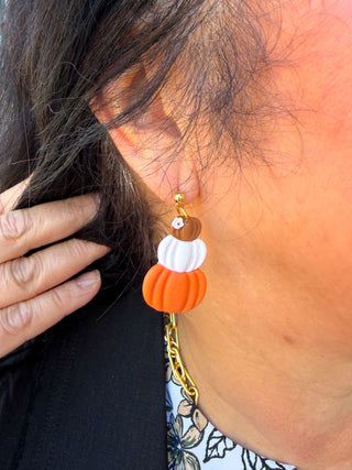 Stacked Pumpkins Clay Earrings