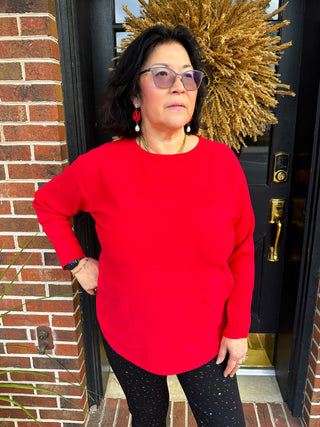 Lulu B Crimson Cashmere Feel Sweater