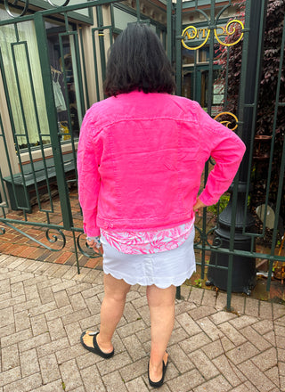 Lulu Scallop White Denim Scallop Skort