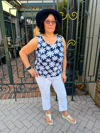 Beachtime by Lulu B White Seersucker Capri