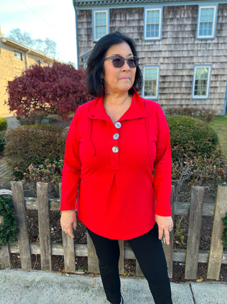 Lulu B Crimson Button Pullover