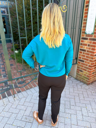 Olivia by Habitat Teal Ruched Long Sleeve Top