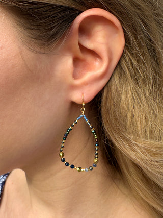 Navy Beaded Earrings