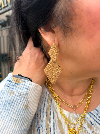 Tan Diamond Shape Earrings