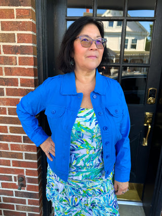 Tango Mango Stretch Linen Jacket True Blue