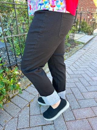 Lulu B Black Rhinestone Cuff Pull on Jean