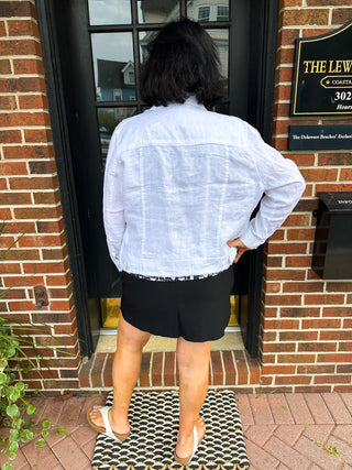 Lulu B White Metallic Linen Jacket