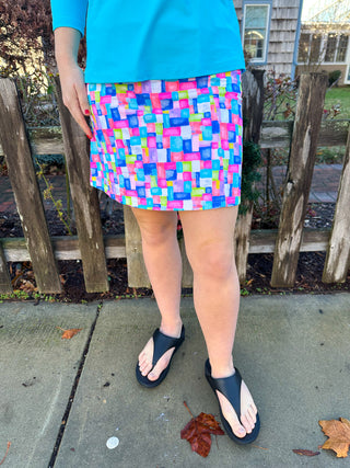 Beachtime by Lulu B Kaleidoscope Multi 2-Pocket Skort