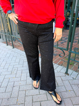 Lulu B Black Rhinestone Studded Ankle Jean