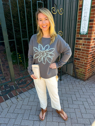 Escape by Habitat Volcano Batik Daisy Scoop Neck Fleece Pullover