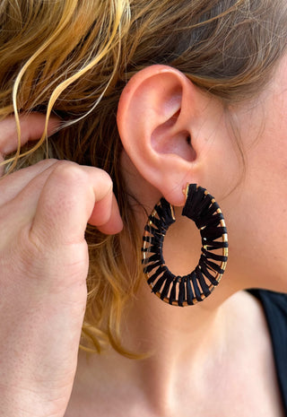 Black and Gold Hoop Earrings