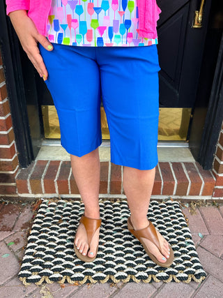 Bangladine by Lulu B Blue Golf 2 Pocket Bermuda Shorts