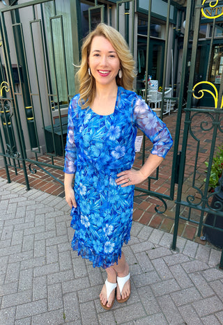 Tango Mango Sheer Mesh Blue Flower Bolero