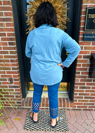 Lulu B Dark Wash Denim Diamond Cutout Capri