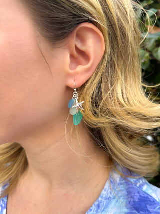 Silver Starfish Seaglass Earrings