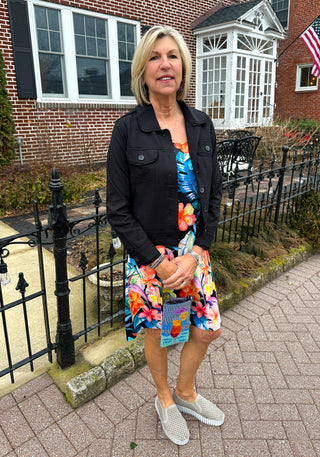 Tango Mango Stretch Linen Jacket Black