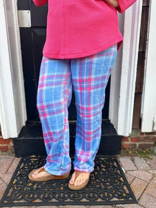 Pastel Dreams Plaid Velvety Fleece PJ Bottoms