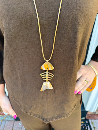 Gold Fish Necklace and Earring Set