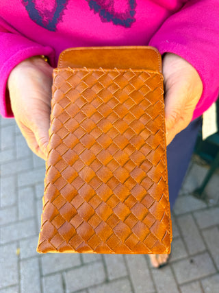 Tan Woven Double Duty Phone Bag