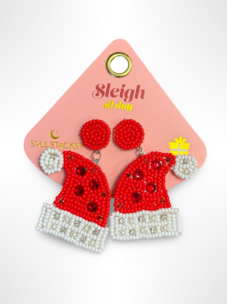 Beaded Santa Earrings
