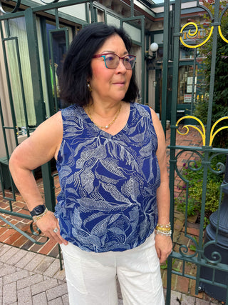 Escape by Habitat Regatta Rayon Leaves Navy Tank