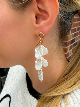 Gold and Pearl Shell Dangle Earrings
