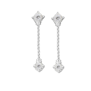 Diamante Cluster 104 - 1" Dangle Post Earrings Rhodium