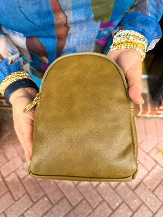 Ellen Sling Bag with Removable Guitar Strap-Olive