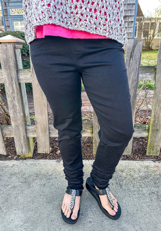 Lulu B Denim Fringe Pant Black