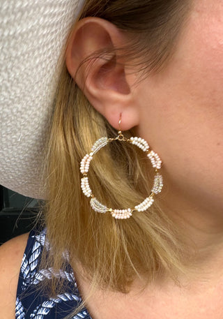 Cream Beaded Earrings