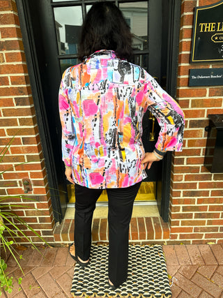 Tango Mango Abstract Energy Wire Collar Swing Top