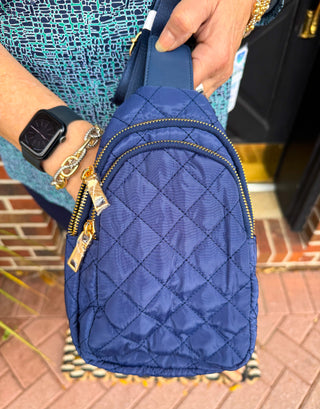 Pinelope Puffer Sling Bag Navy
