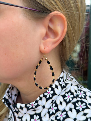 Black Beaded Teardrop Earrings