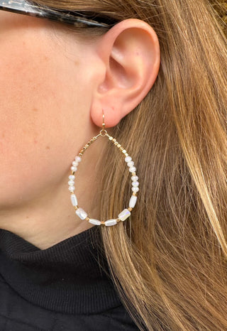 White Crystal Beaded Earrings