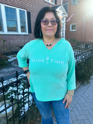 Lulu B Wine Time Clear Seafoam Chenille Sweater with Hood