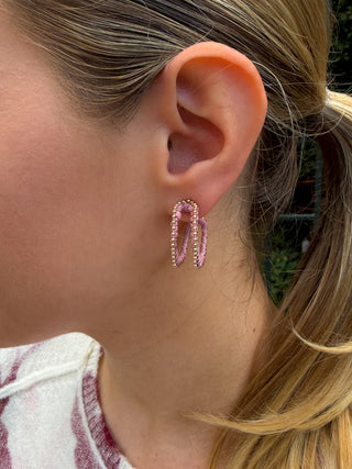 Mauve Hexagon Hoop Earrings