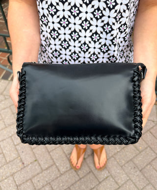 Judith Vegan Whipstitch Shoulder Bag - Black