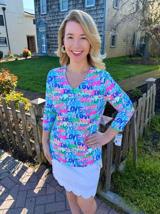 Beachtime by Lulu B Love Graffiti V-Neck Top