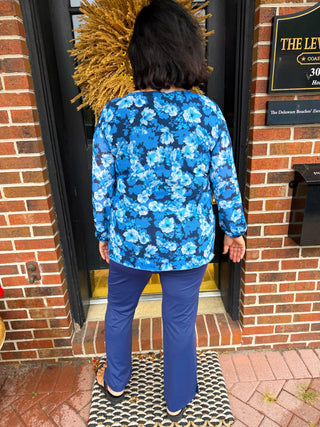 Tango Mango Blue Flower Lined Blouse