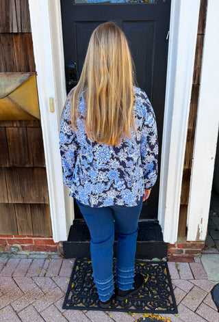 Beachtime by Lulu B Navy Hibiscus Full Zip Jacket