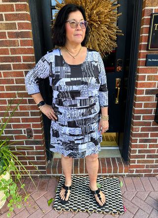 Tango Mango Classic Patchwork Long Sleeve Cha Cha Dress