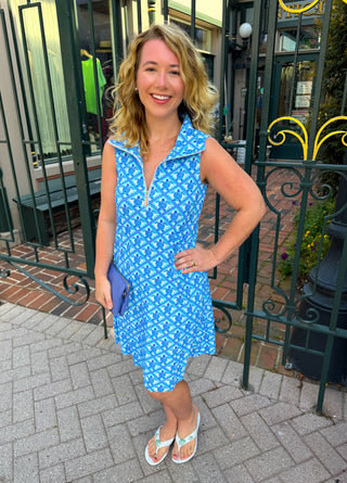Lulu B Turtle Lattice Sleeveless Zip Swing Dress
