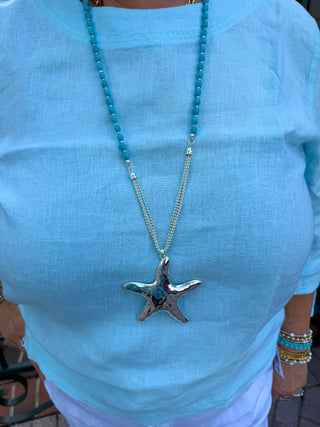 Turquoise Starfish Necklace and Earring Set