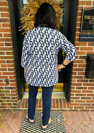 Lulu B Neutral Mosaic Button Tunic