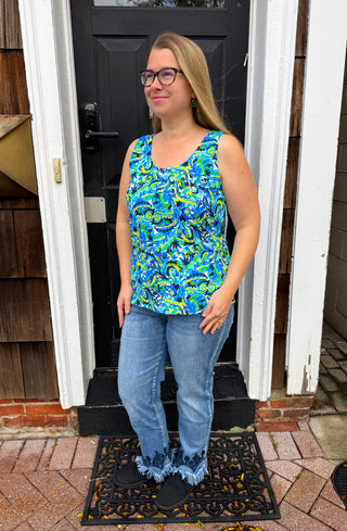 Beachtime by Lulu B Multicolor Abstract Basic Tank