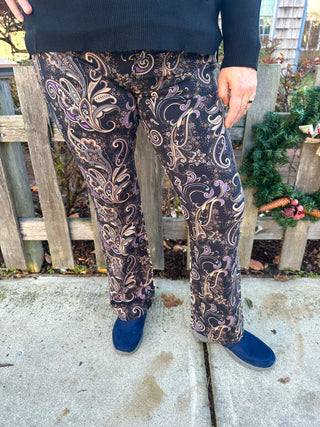 Draco Black Printed Flare Pant