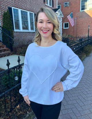 Cotton Lani White Heart Cotton Sweater