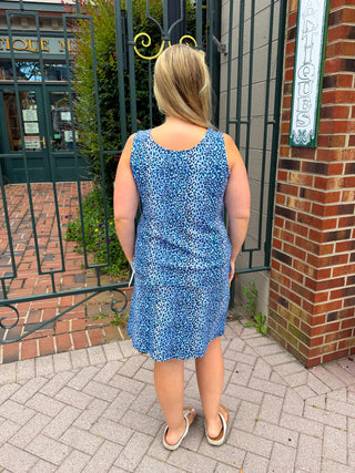 Lulu B Blue Sparkle Leopard UPF 50+ Zip Skort