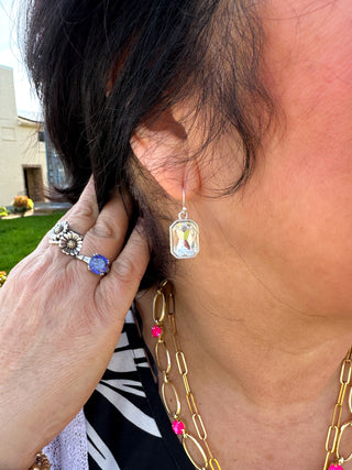 Clear Crystal Rectangle Earrings