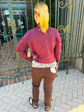 Tango Mango Wine Faux Suede Zip Front Jacket